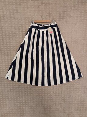 Boden Nautical Navy & White Striped Midi Skirt - Women's sz 4